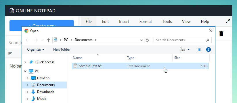 Open file dialog in Sixinfo
